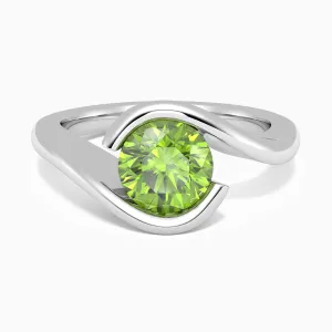 Round Cut Peridot RIng in Sterling Silver | Bezel Set | August Birthstone