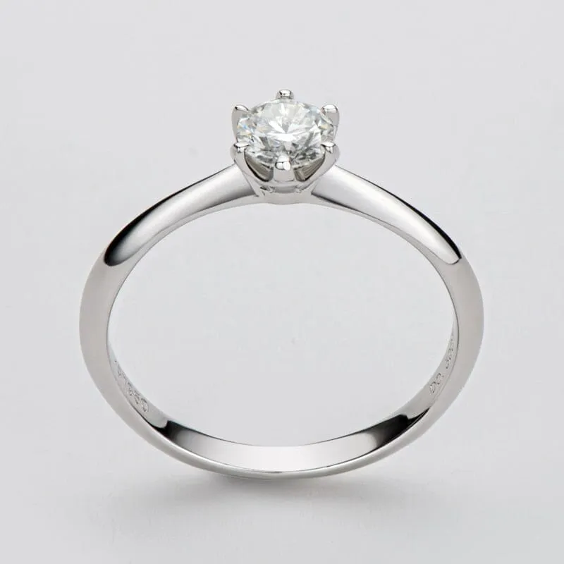 Round Cut Solitaire Moissanite Diamond Silver Ring