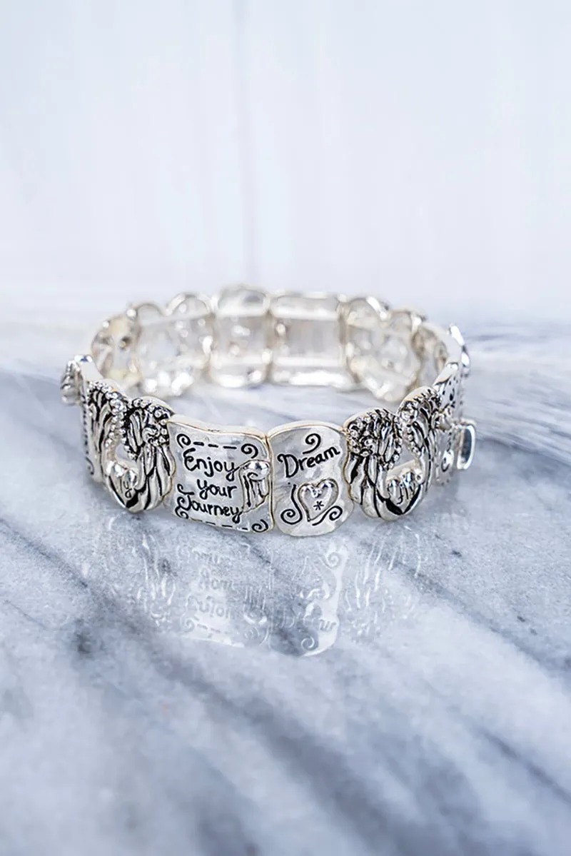 SALE! Silvertone 'Embrace The Moment' Inspirational Stretch Bracelet