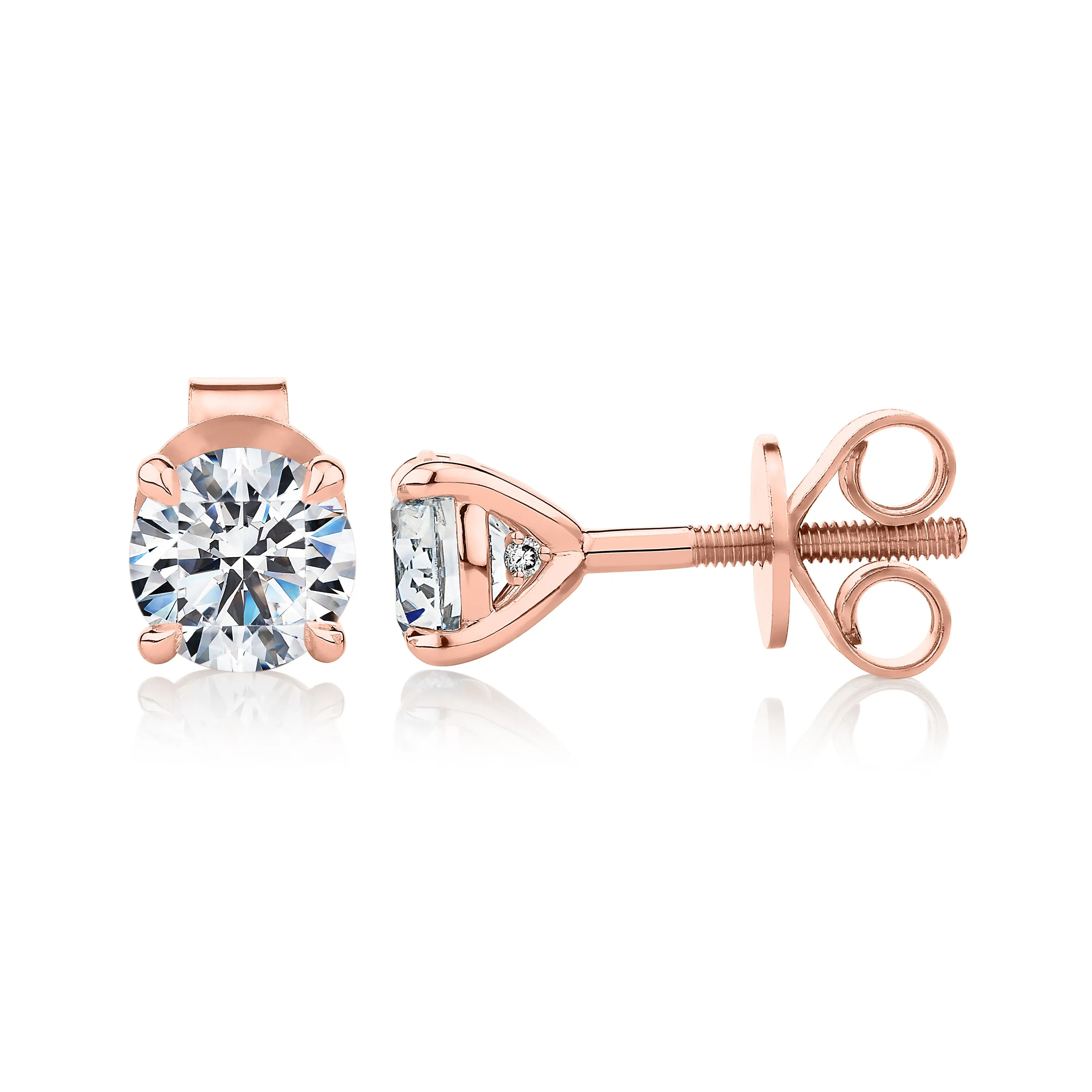 Signature Simulant Diamond 1.40 carat* TW round brilliant stud earrings in 14 carat rose gold