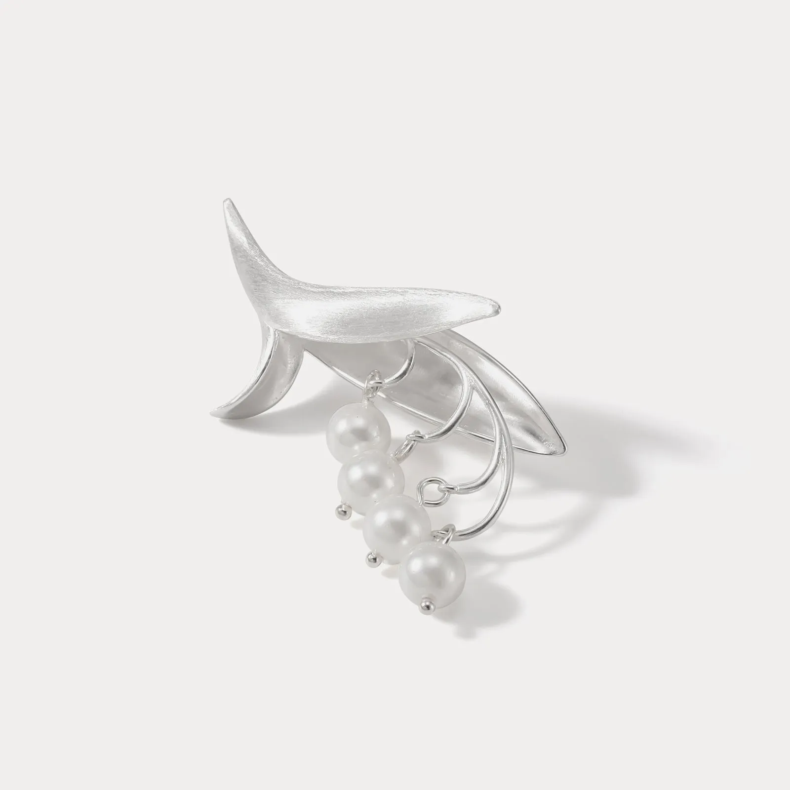 Silver Lily Of The Valley Pearl Brooch