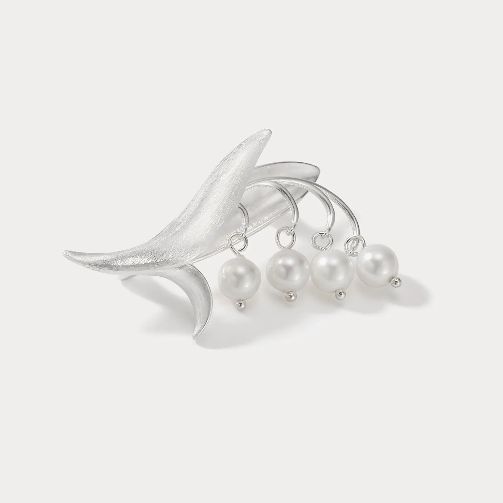 Silver Lily Of The Valley Pearl Brooch