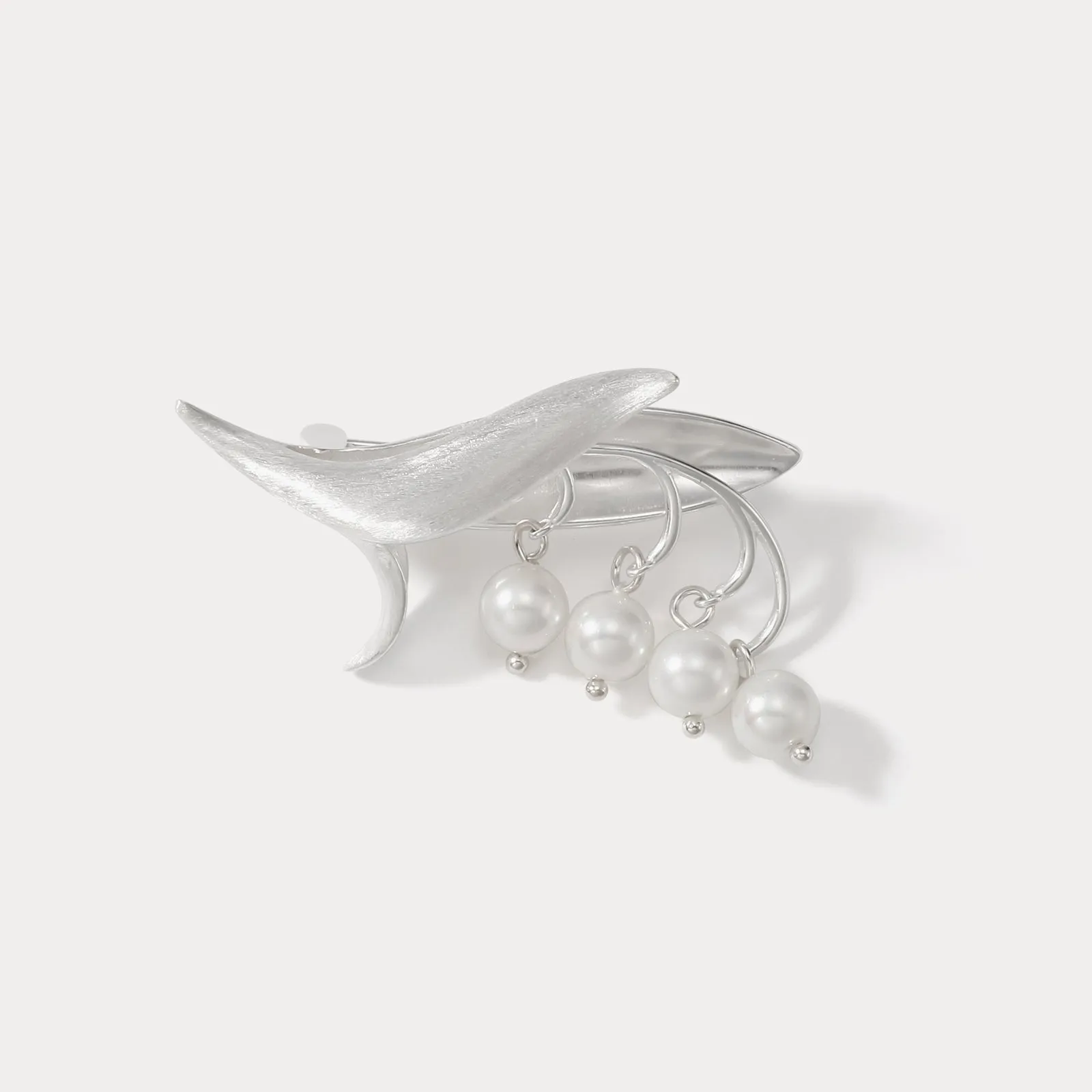 Silver Lily Of The Valley Pearl Brooch