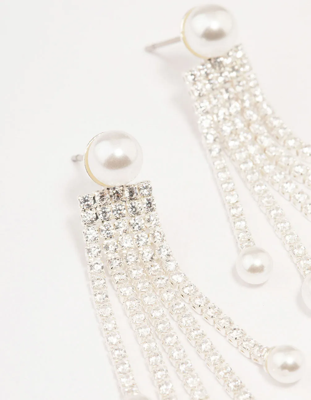 Silver Plated Cup Chain & Pearl Drop Earrings