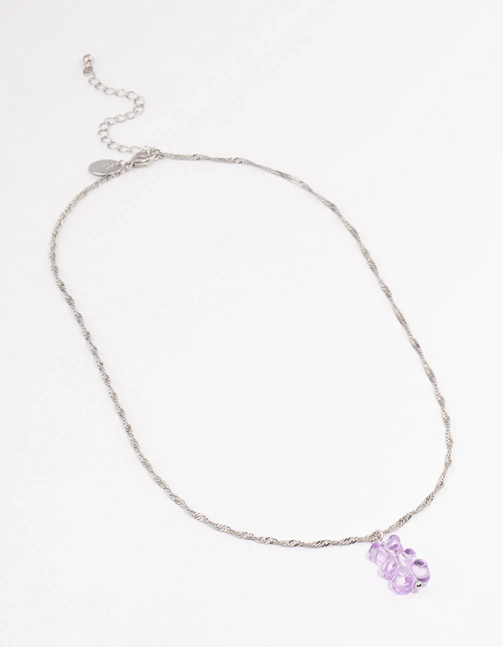 Silver Purple Gummy Bear Necklace