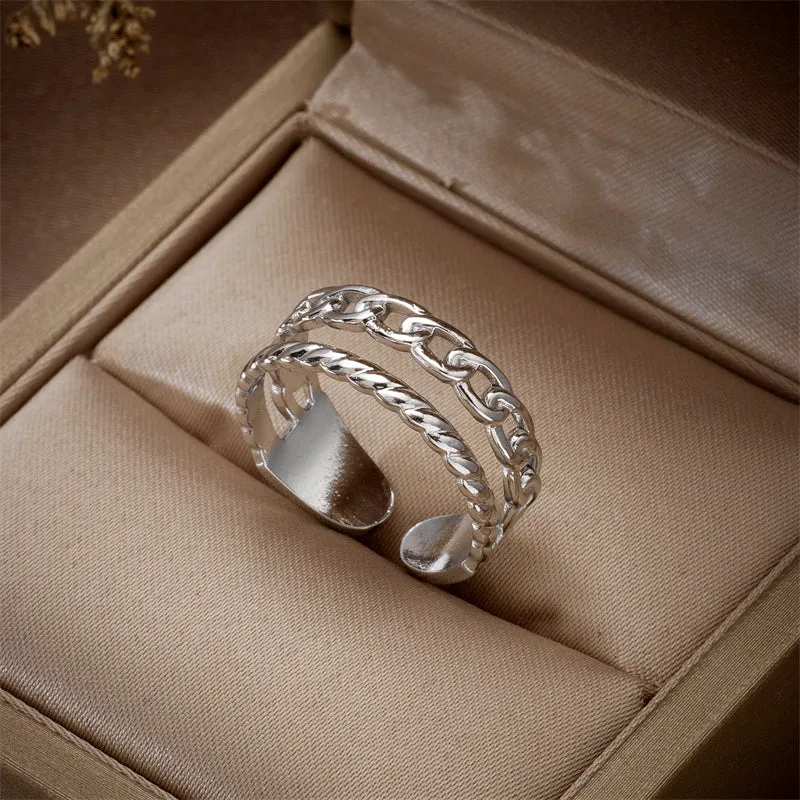 Simple Style Solid Color Titanium Steel Open Rings