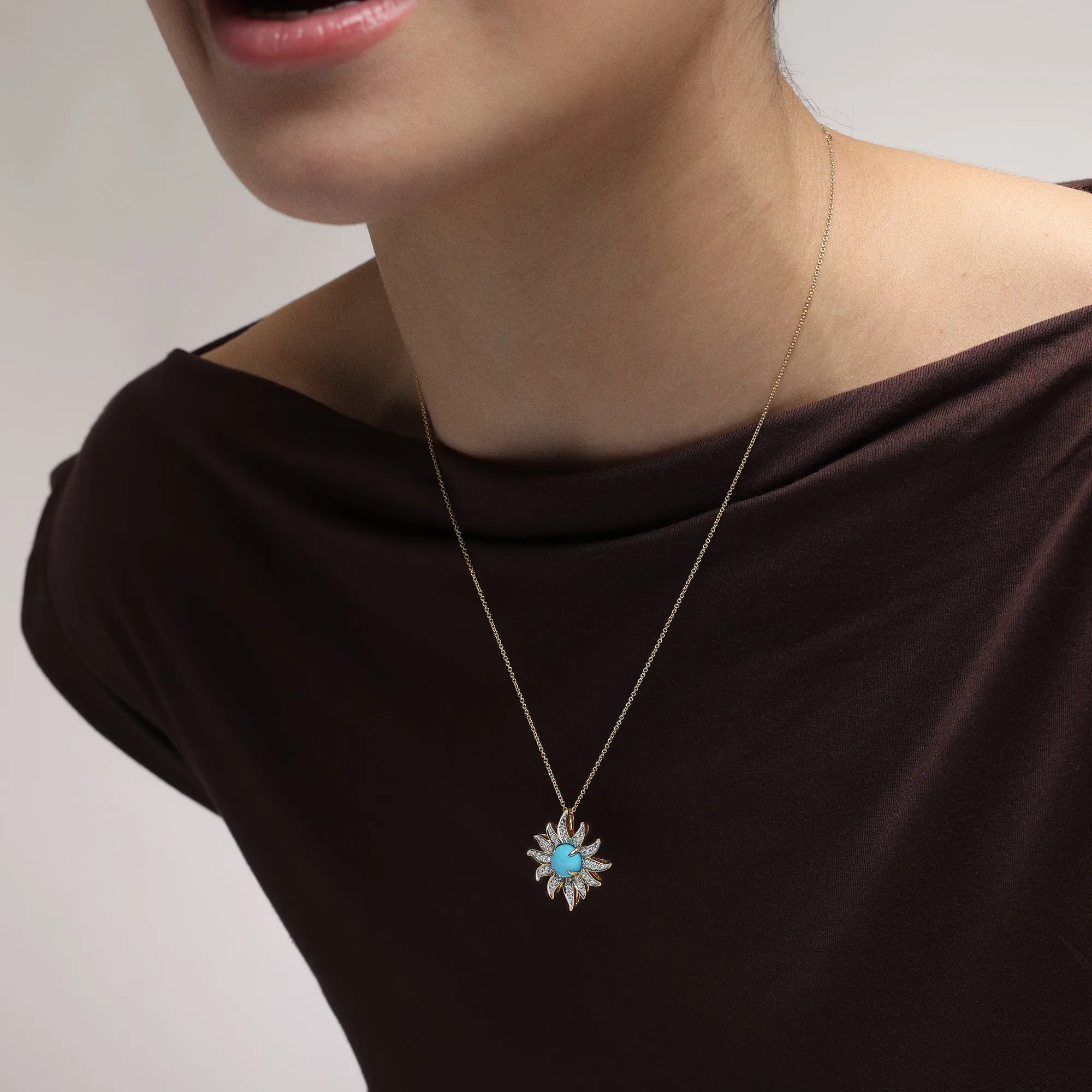 Solstice Turquoise and Diamond Pendant