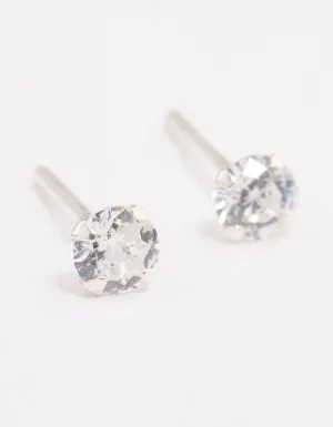 Sterling Silver Cubic Zirconia Crystal Stud Earrings