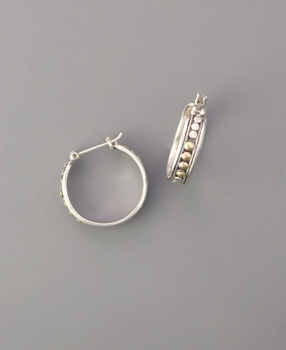 Sterling Silver Hoop Earrings with Gold Plating Accents