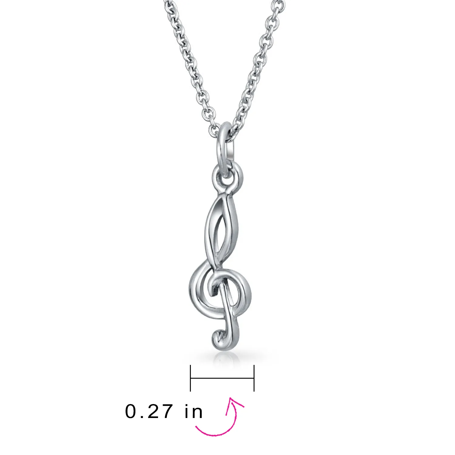 Sterling Silver Treble Clef Pendant Necklace for Music Teachers and Students