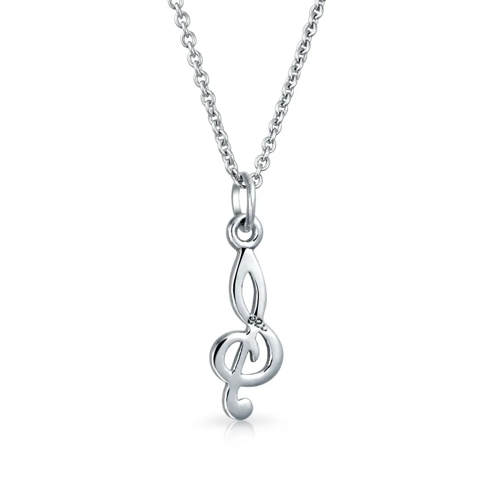 Sterling Silver Treble Clef Pendant Necklace for Music Teachers and Students