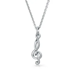 Sterling Silver Treble Clef Pendant Necklace for Music Teachers and Students