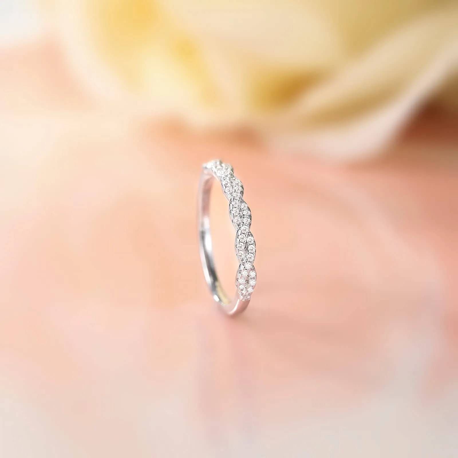 Sterling Silver Woven Twisted Rope Half Eternity Ring