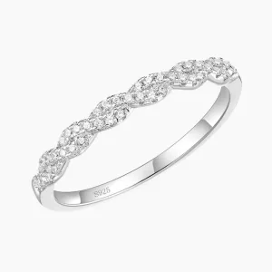 Sterling Silver Woven Twisted Rope Half Eternity Ring