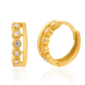 Sterling Silver Yellow Gold Cubic Zirconia Hoop Earrings