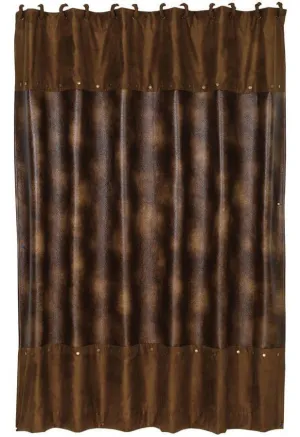 Studded Brown Faux Leather Shower Curtain