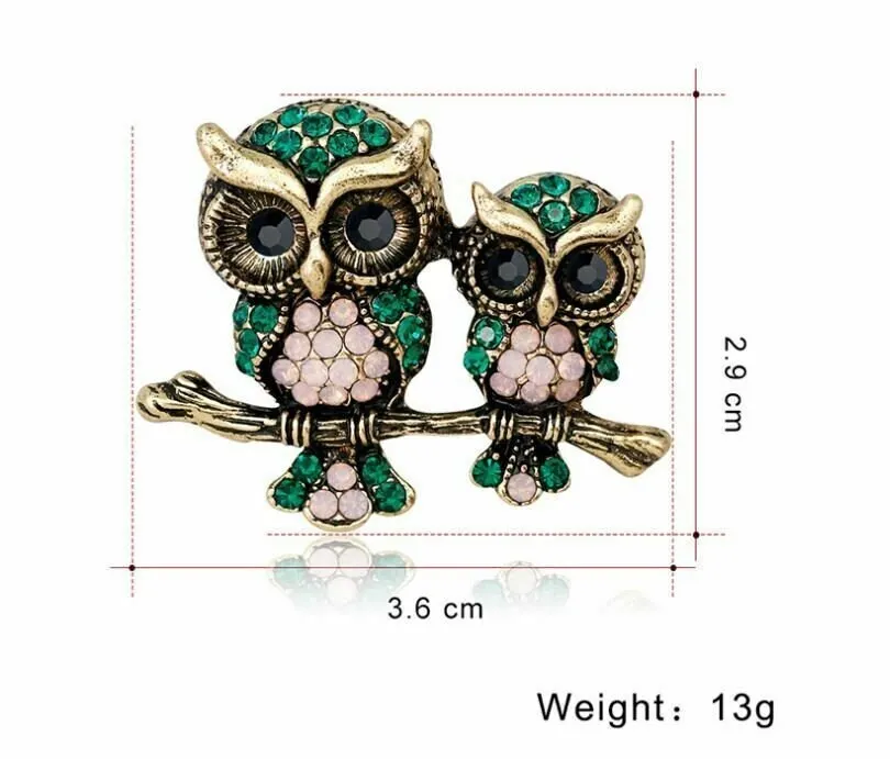 Stunning vintage look gold plated retro owl couple celebrity brooch broach pin f