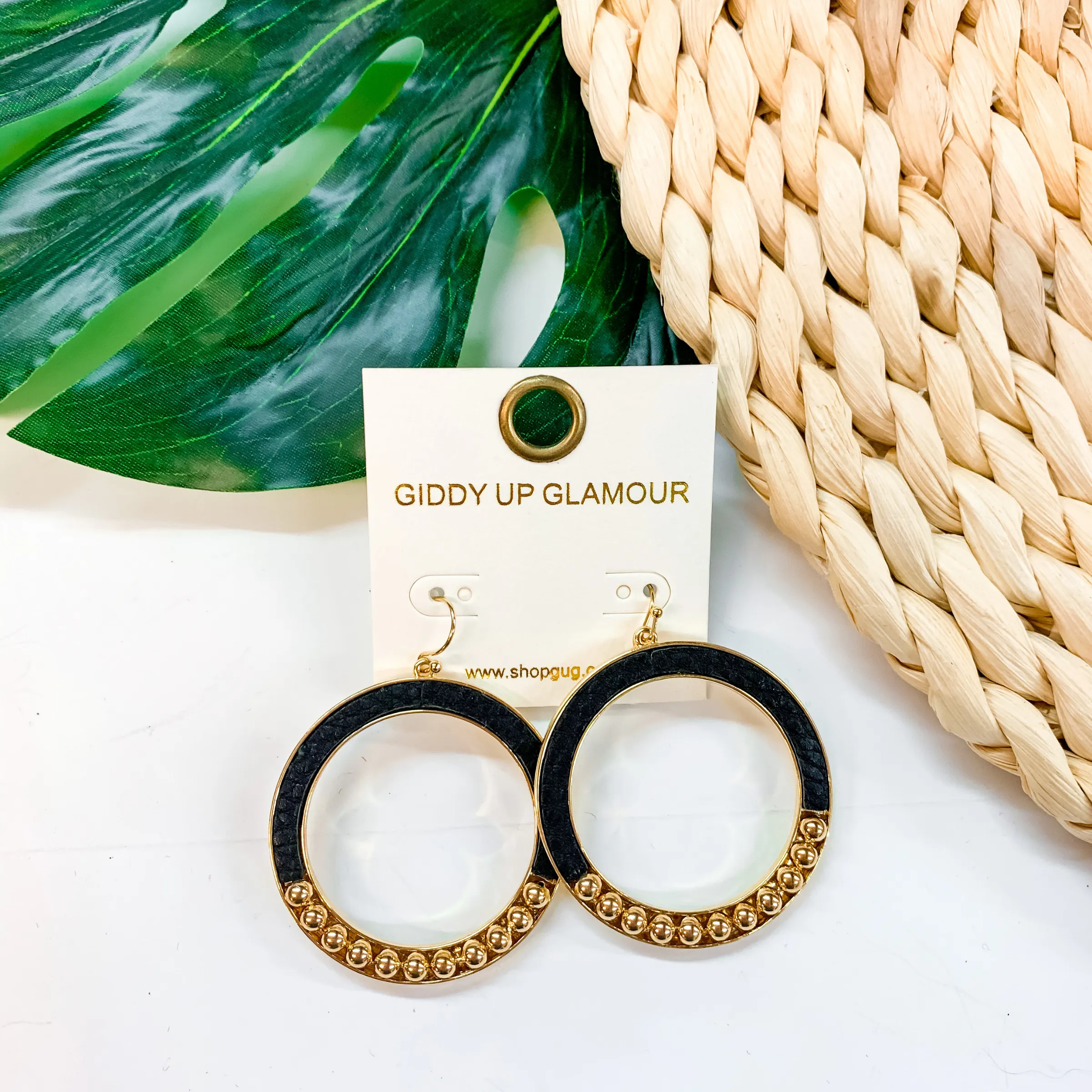 Subtle Style Circle Earrings with Gold Accents in Black