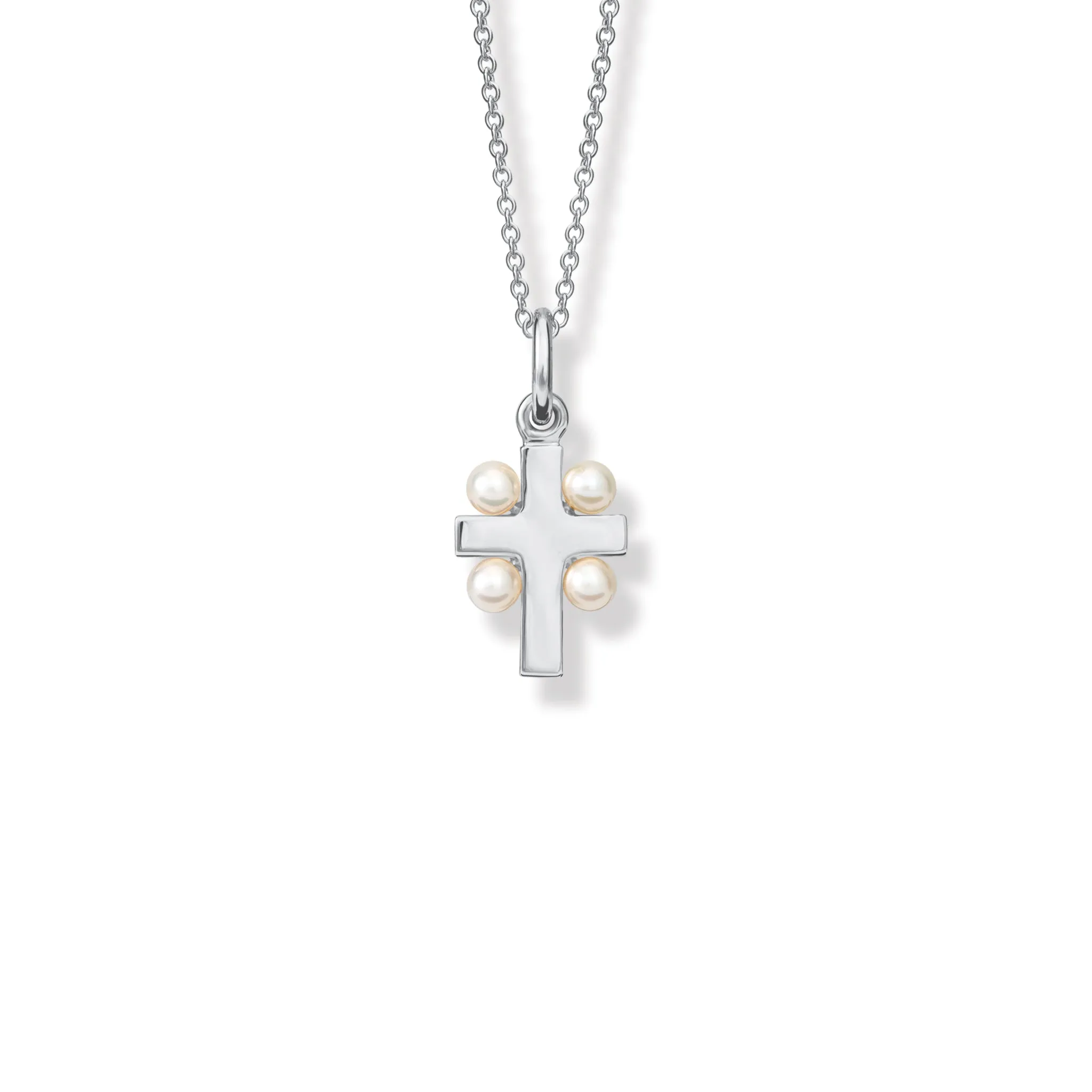 Suffolk Cross Pendant Silver - Pearl