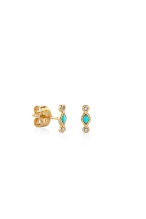 Sydney Evan Turquoise & Diamond Bezel Studs