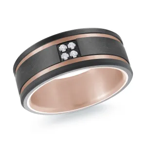 Titanium with Carbon Fiber and 14K Rose Gold Ring from the Titanium Collection by Malo - MRDTI-016-9BPD