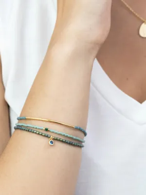 Tonal Chromacolor Miyuki Bracelet Trio - Turquoise/Gold