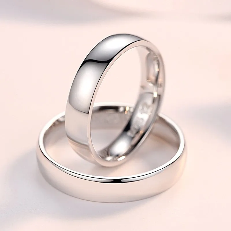 Trendy Ring Pure 100% 925 Sterling Silver Couple Ring Simple Smooth