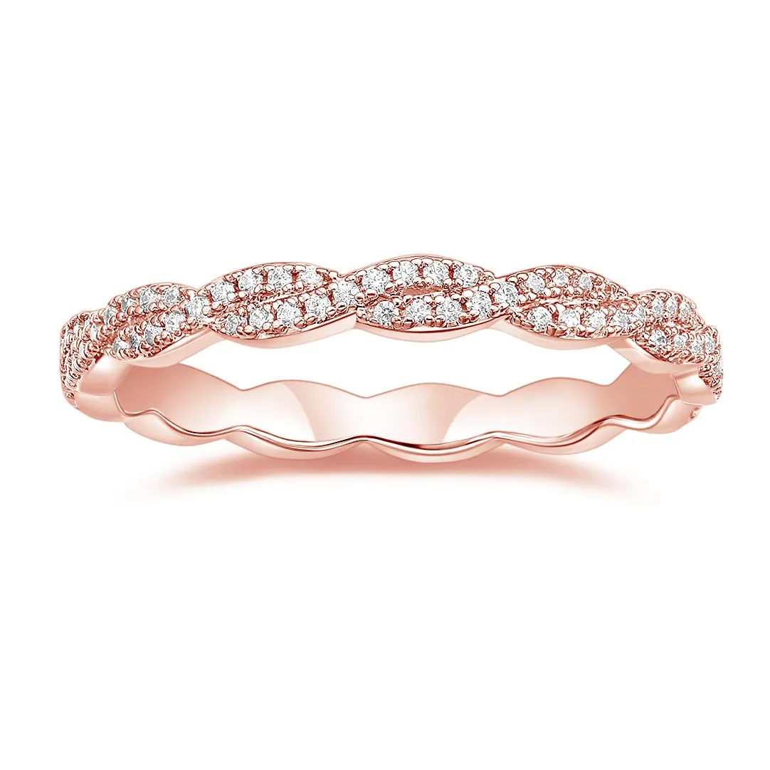 Twisted Ribbon Pavé Eternity Wedding Ring