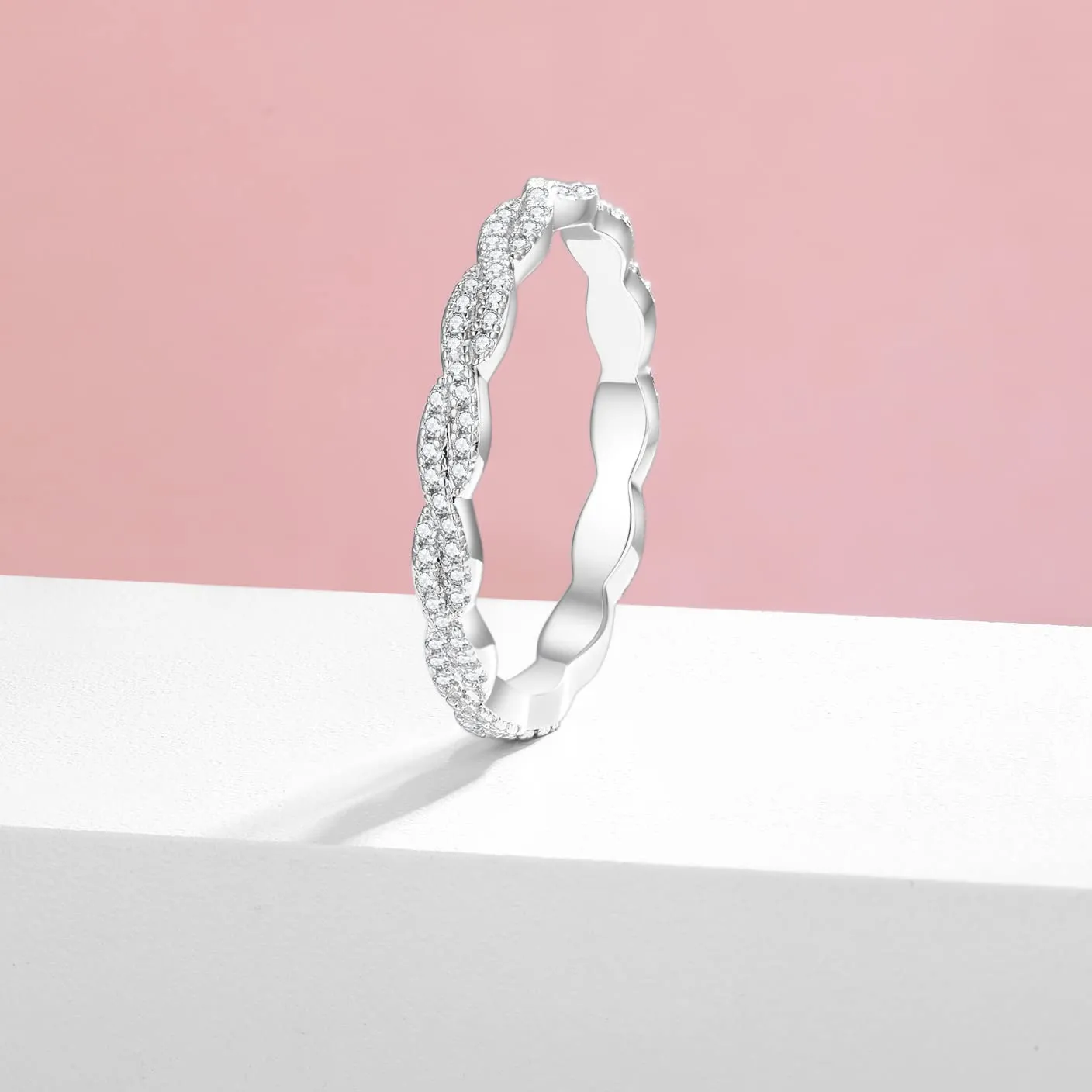 Twisted Ribbon Pavé Eternity Wedding Ring