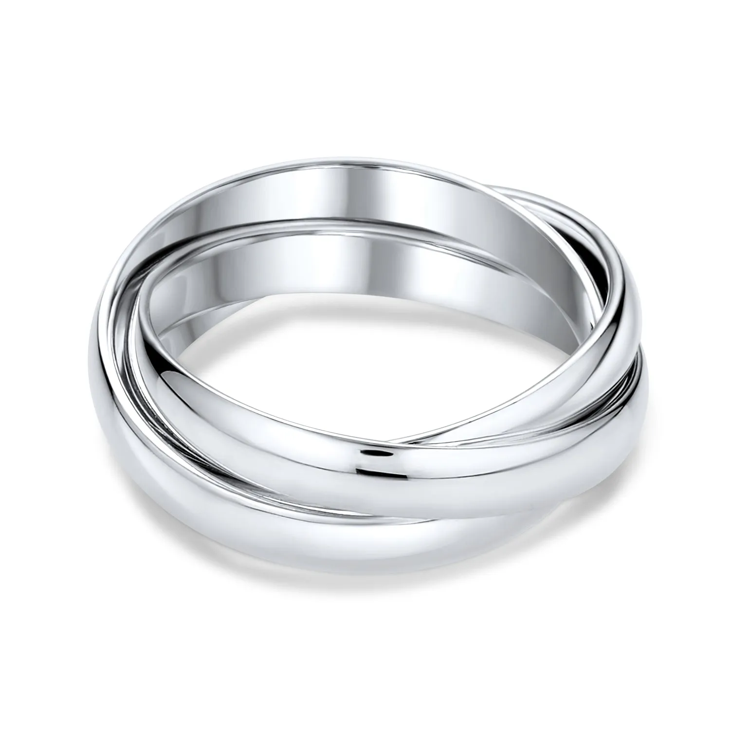 Unisex Silver Ring: Simple Dome Russian Triple Rolling Wedding Band Sterling