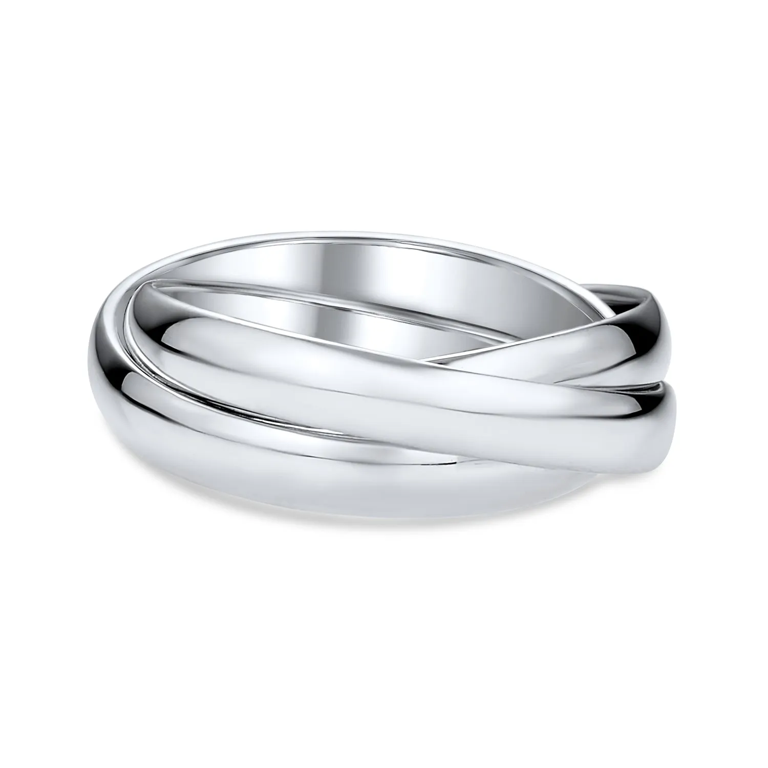 Unisex Silver Ring: Simple Dome Russian Triple Rolling Wedding Band Sterling