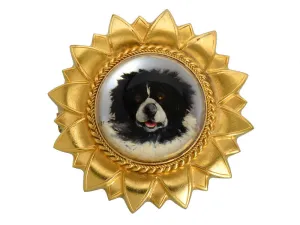 Victorian Essex Crystal Dog Brooch Locket