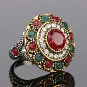 Vintage Flower Ring With Gold-Plated Silver