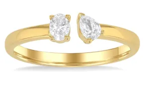 Yellow Gold Open Diamond Toi Et Moi Fashion Ring